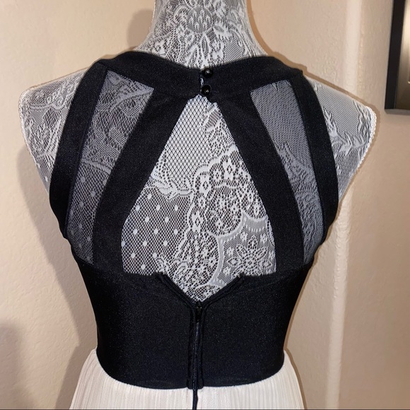 Crystal Doll black and cream sheer formal dress juniors size 3 - Picture 6 of 8